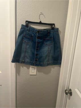 American Rag Blue Button-Front Denim A-Line Skirt